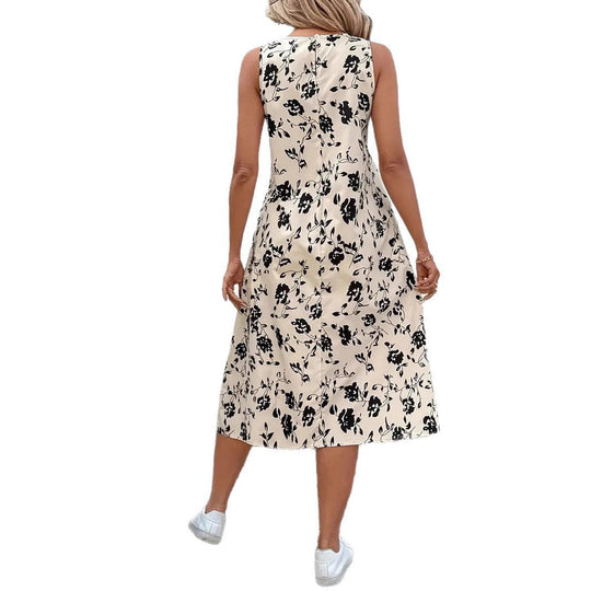 Damen Ärmelloses Maxikleid mit floralem Muster und praktischen Taschen
