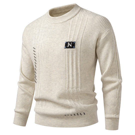 Herren Strukturiertes Rippstrick-Pullover mit Ziernähten und Logo‑Patch Nord Taschen