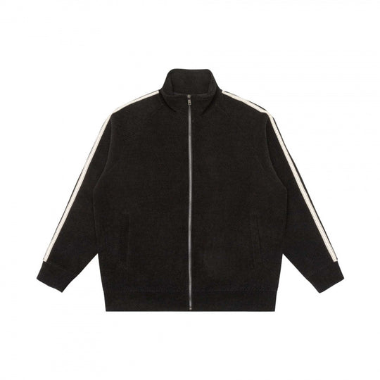Unisex Oversize-Teddyfleece-Zippjacke mit Stehkragen und Kontraststreifen Nord Taschen
