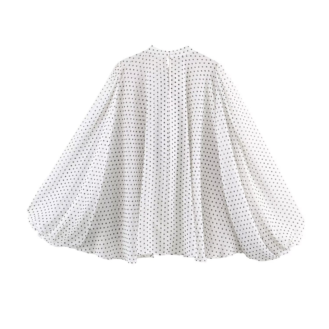 Damen Weite Chiffon‑Bluse mit Schleifenkragen und voluminösen Ballonärmeln Nord Taschen