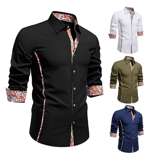 Herren Elegantes tailliertes Business-Hemd mit kontrastierter Innenblende und Paisley-Detail Nord Taschen
