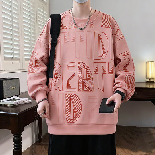 Herren Oversized-Sweatshirt mit großflächigem Lettering-Print und geripptem Saum Nord Taschen