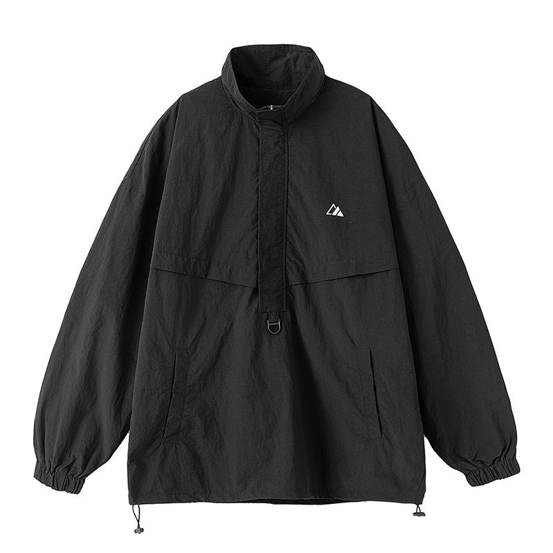 Unisex Oversize Anorak mit Halbzip, Stehkragen, Kängurutasche und Kordelzug Nord Taschen