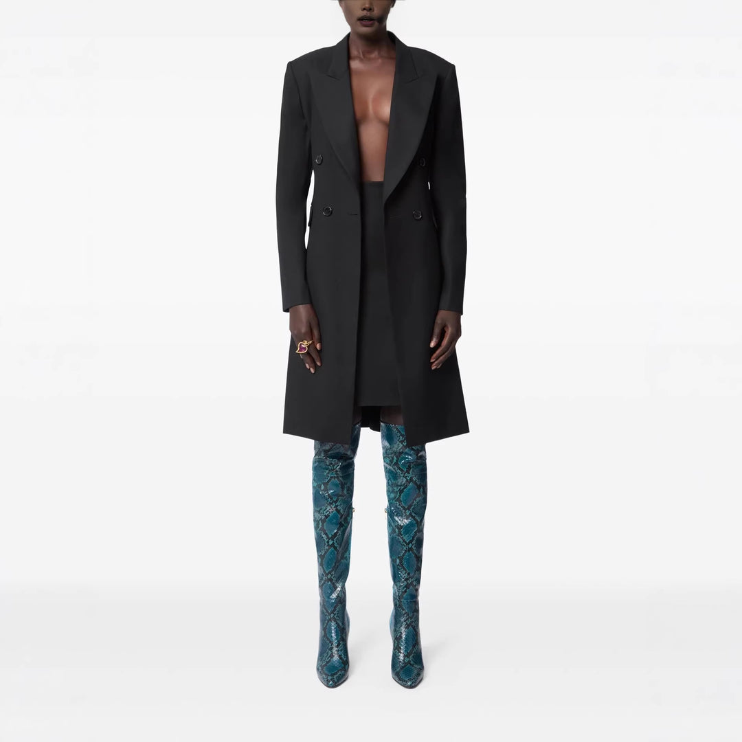 Damen Langblazer im minimalistischen Doppelreiher mit verstärkten Schultern Nord Taschen