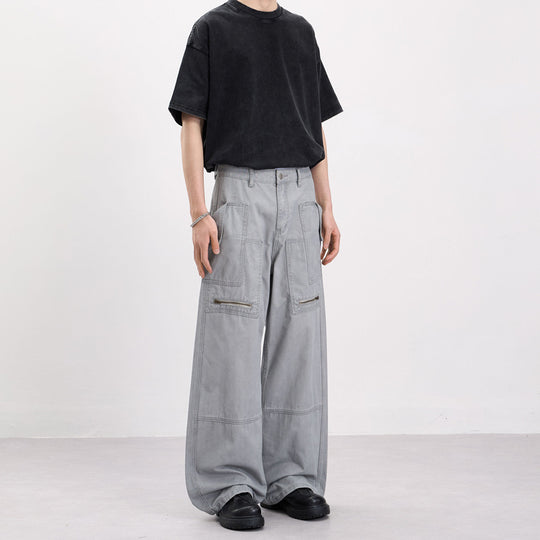 Herren Baggy-Cargohose im Workwear-Stil mit großen aufgesetzten Taschen und Zipper-Details Nord Taschen