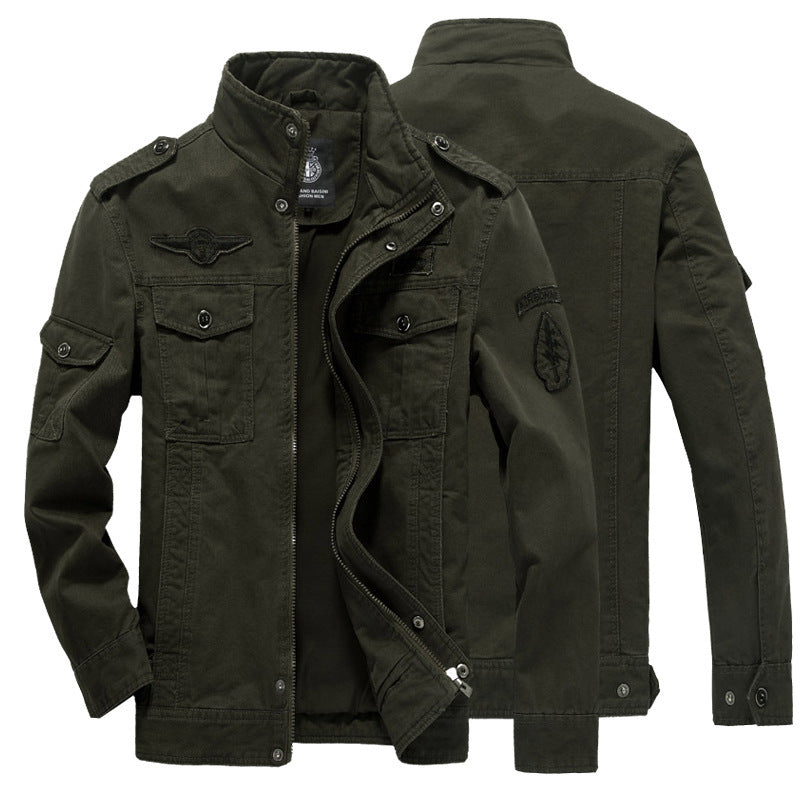 Herren Canvas-Fieldjacke im Military-Utility-Stil mit Stehkragen und Pattentaschen Nord Taschen