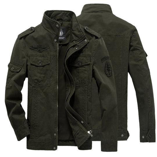 Herren Canvas-Fieldjacke im Military-Utility-Stil mit Stehkragen und Pattentaschen Nord Taschen