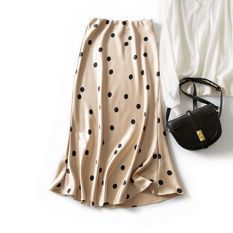 Damen Eleganter Maxirock mit Polka-Dots Nord Taschen