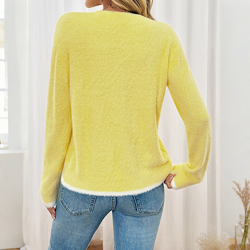 Damen Flauschiger Pullover mit Spitzenakzenten Nord Taschen