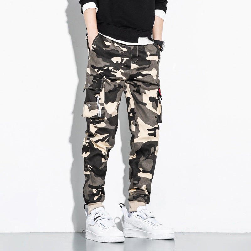 Herren Camouflage Cargo-Jogginghose mit Tapered-Schnitt, elastischem Bund und Multifunktionstaschen Nord Taschen