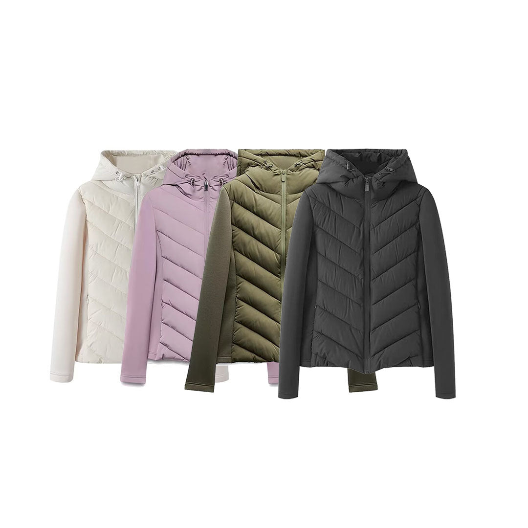 Damen Hybrid-Steppjacke mit Wattierung, Kapuze und elastischen Ärmel-Einsätzen Nord Taschen