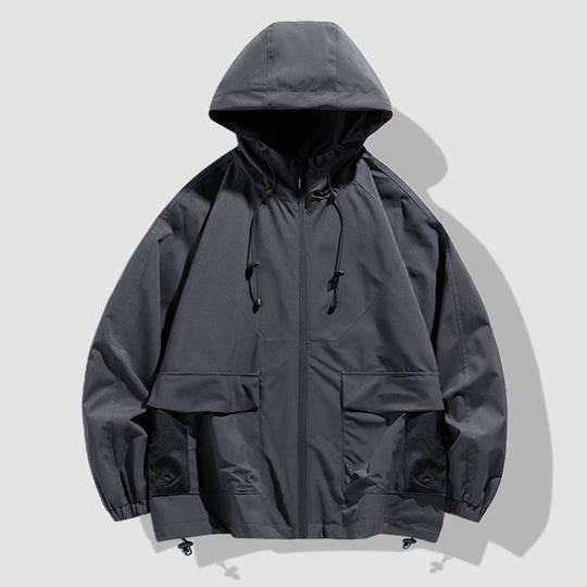 Herren Oversize Utility-Softshelljacke mit Kapuze, aufgesetzten Taschen & verstellbarem Saum Nord Taschen