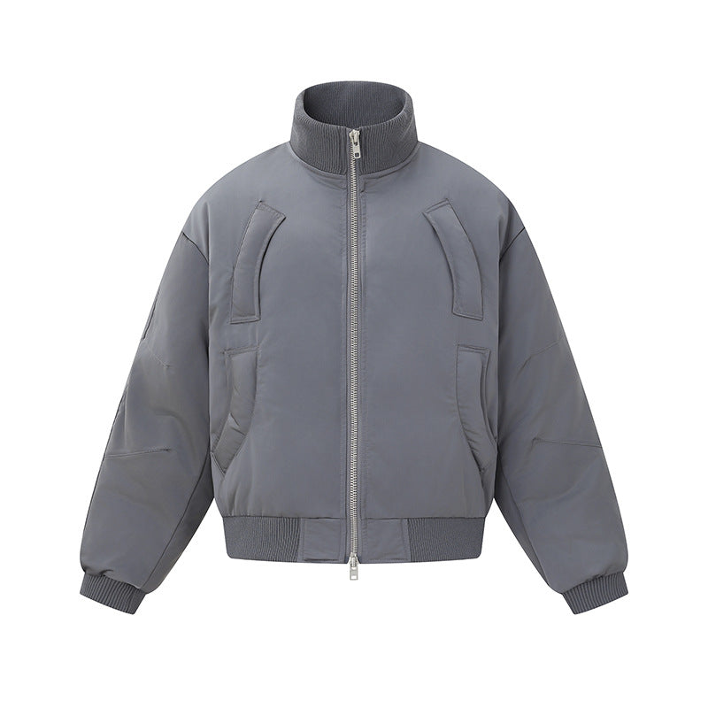 Damen Kurz geschnittene wattierte Blousonjacke im Boxy‑Schnitt mit hohem Rippenkragen und markanten Eingrifftaschen Nord Taschen