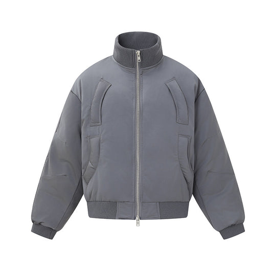 Damen Kurz geschnittene wattierte Blousonjacke im Boxy‑Schnitt mit hohem Rippenkragen und markanten Eingrifftaschen Nord Taschen