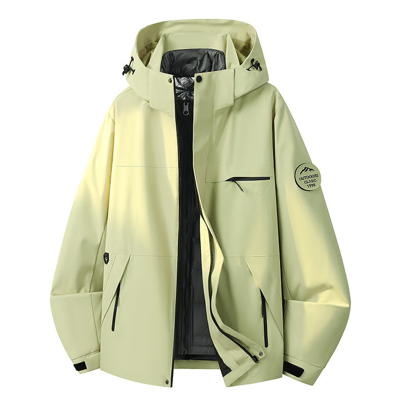 Herren Wasserdichte Outdoor-Softshelljacke mit Kapuze, hohem Stehkragen & Reißverschlusstaschen Nord Taschen