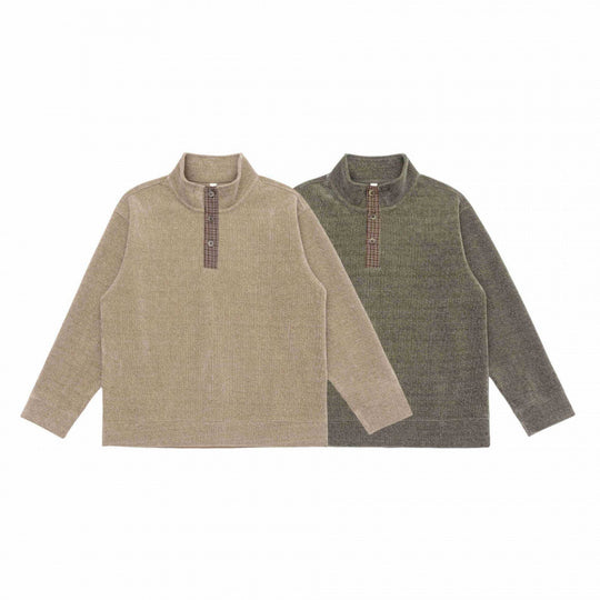 Unisex Boxy-Strickpullover mit halber Knopfleiste und Stehkragen Nord Taschen