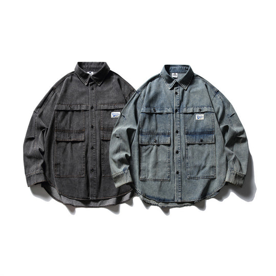 Unisex Oversized Denim‑Chorejacke im kastigen Boxy‑Cut mit großen Pattentaschen Nord Taschen