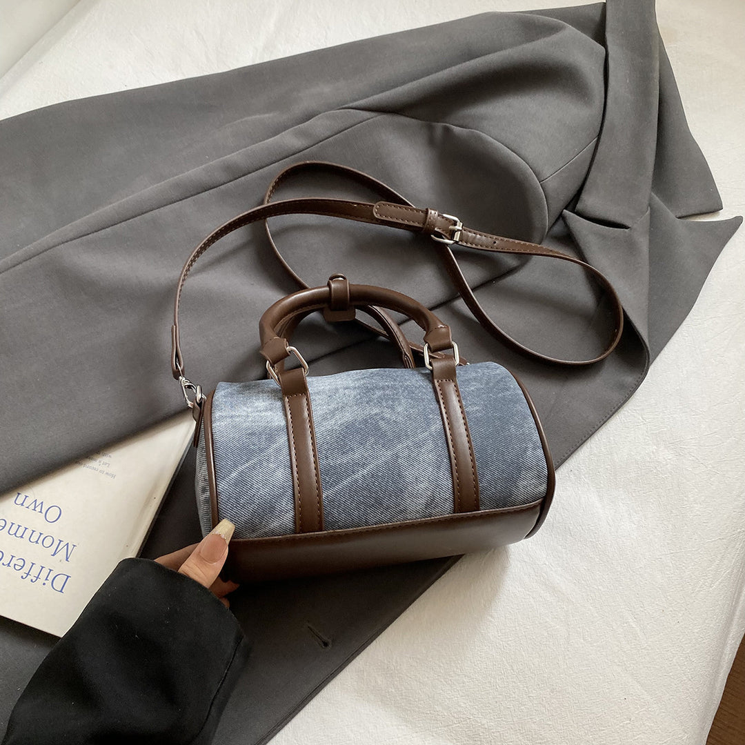 Damen modische Handtasche mit strukturiertem Denim und Lederdetails Nord Taschen