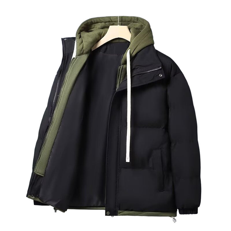Unisex Gepolsterte Kapuzen-Winterjacke mit kontrastierendem Futter und Kordelzug Nord Taschen