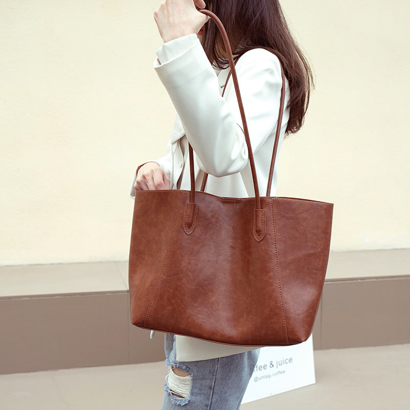Damen elegante Shopper-Tasche mit hochwertiger Ledertextur Nord Taschen
