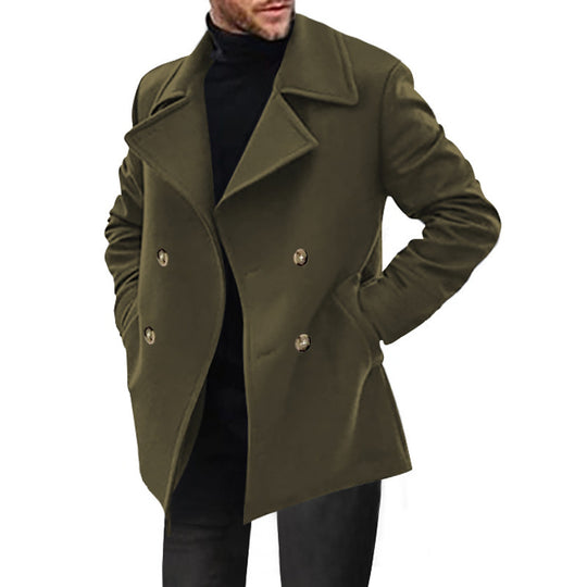 Herren Zweireihiger taillierter Peacoat mit breitem Revers und Eingrifftaschen Nord Taschen