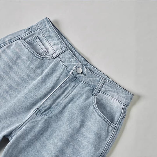 Damen weite High-Waist Jeanshose im Palazzo-Stil Nord Taschen