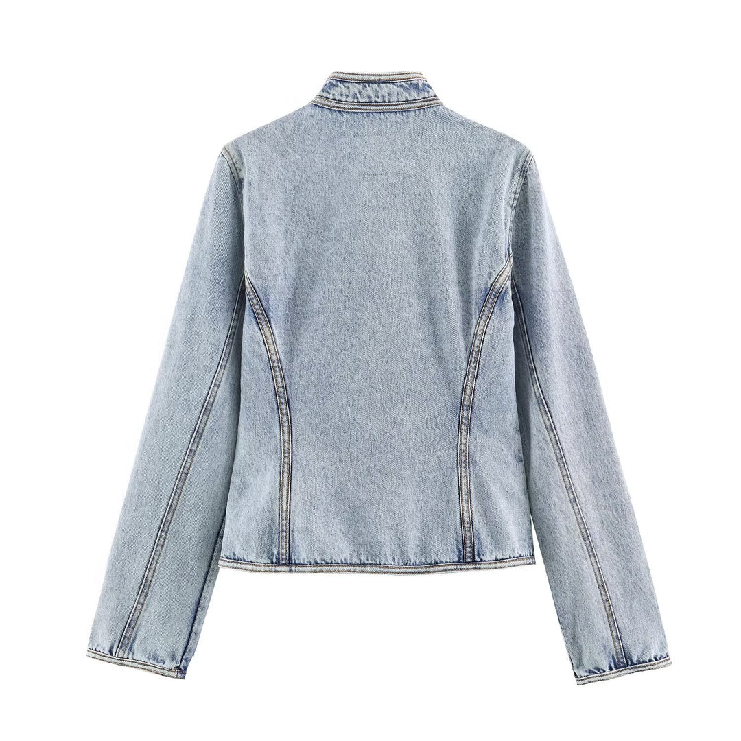Damen Taillierte Kurzjacke im historischen Uniformstil mit Stehkragen Nord Taschen