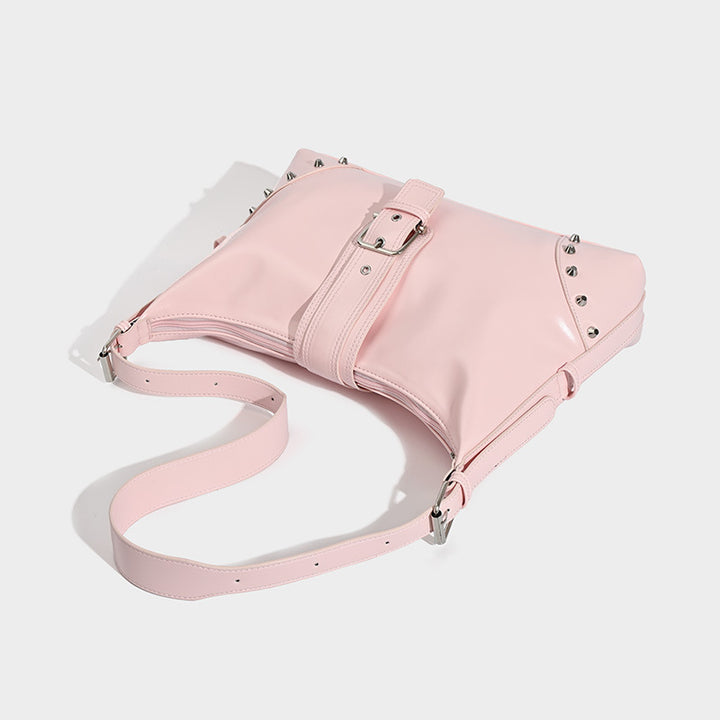 Damen Hobo-Tasche mit glänzendem Material und dekorativen Nieten Nord Taschen