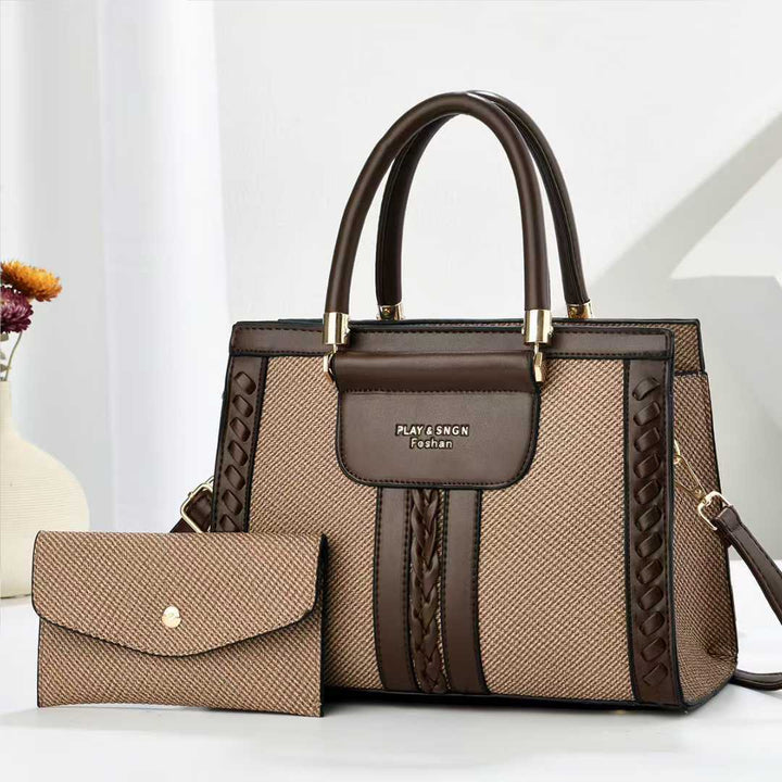 Damen elegante Handtasche im raffinierten Flechtlook mit abnehmbarer Clutch Nord Taschen
