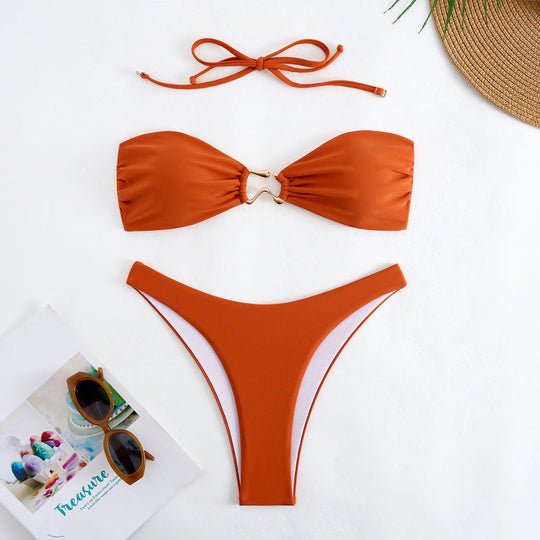 Damen Bandeau Bikini mit elegantem Gold-Detail Nord Taschen