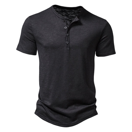 Herren Kurzarm-Henley-T-Shirt mit modischem Knopfdesign und atmungsaktiver Baumwolle Nord Taschen