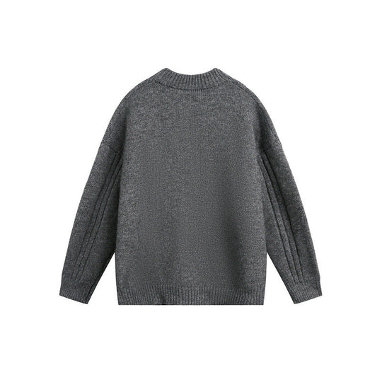 Damen Grobgestrickter Zopf‑Strickpullover mit Henley‑Knopfleiste und Stehkragen Nord Taschen