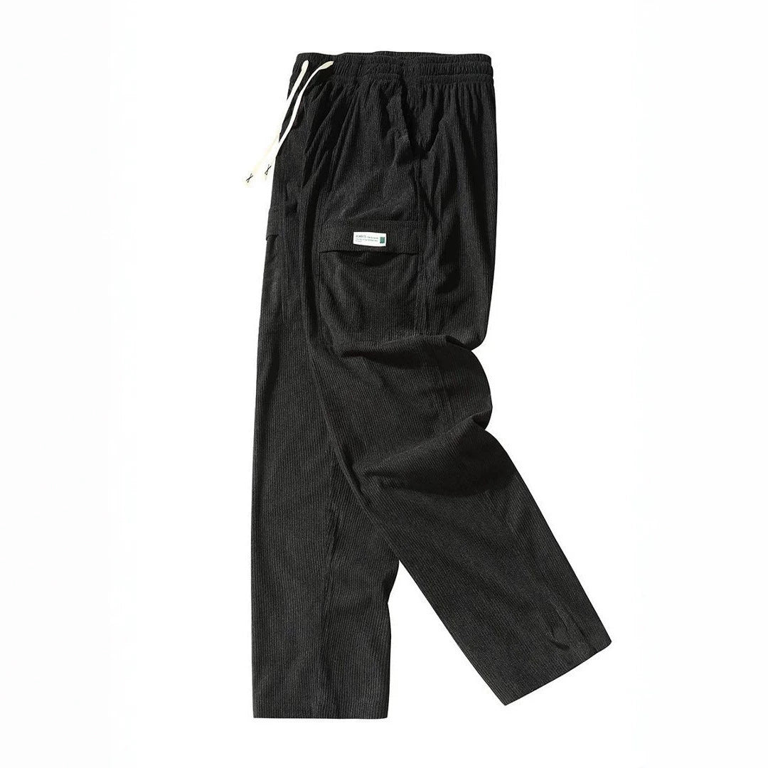 Herren Weite Cord-Cargohose mit Tunnelzugbund, Klapptaschen & gerippter Struktur Nord Taschen