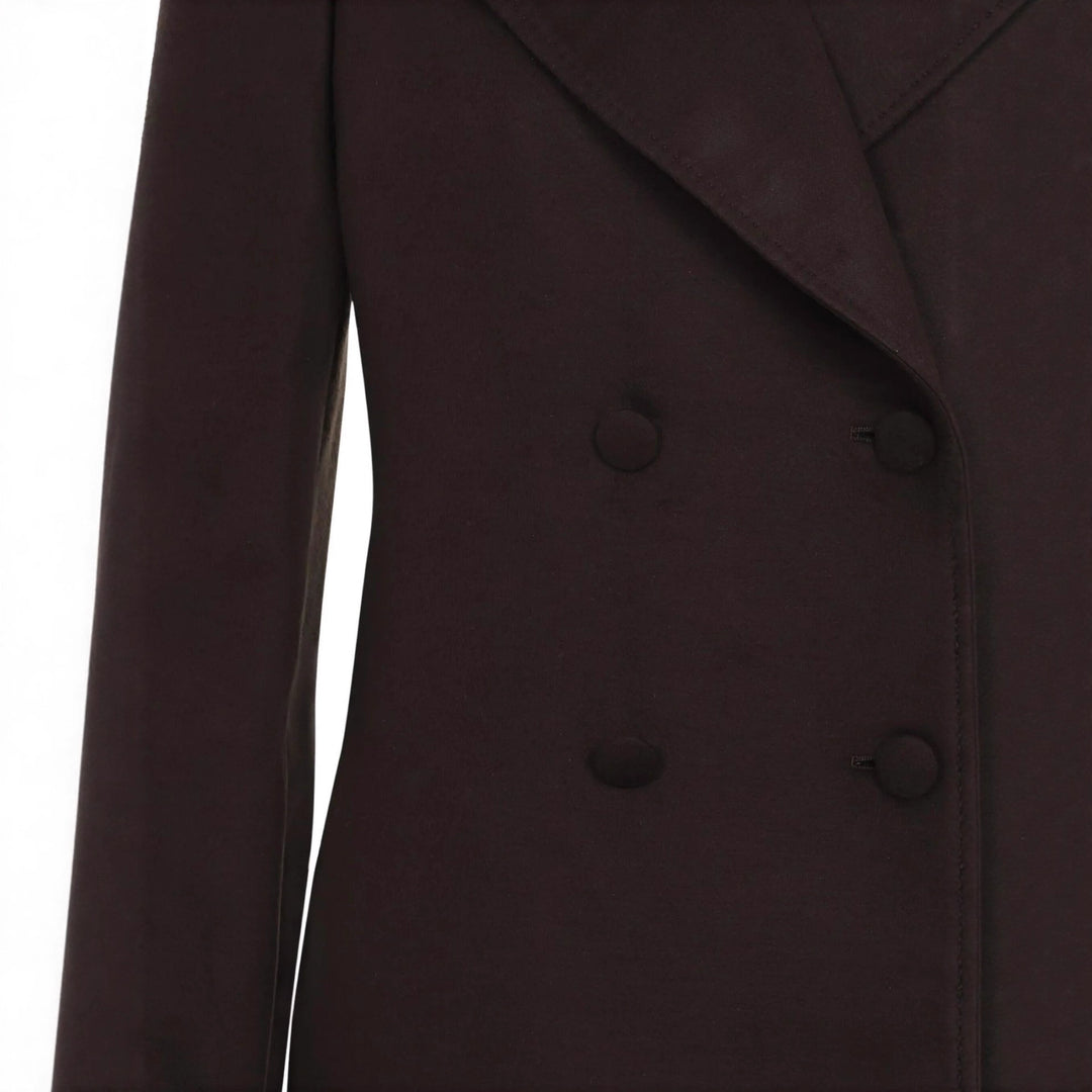 Damen Langer Doppelreihiger Wollmantel mit Schulterpatten Nord Taschen