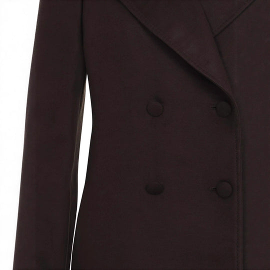 Damen Langer Doppelreihiger Wollmantel mit Schulterpatten Nord Taschen