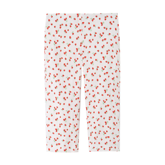 Damen Highwaist Cropped-Hose mit Erdbeer-Print und geradem Bein Nord Taschen