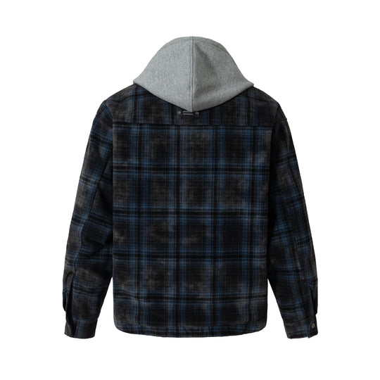Herren karierte Layer‑Hemdjacke mit integrierter Kapuzen‑Innenjacke Nord Taschen
