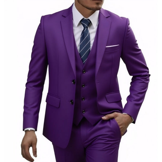 Herren Eleganter taillierter dreiteiliger Anzug mit Weste und leichtem Stretch Nord Taschen