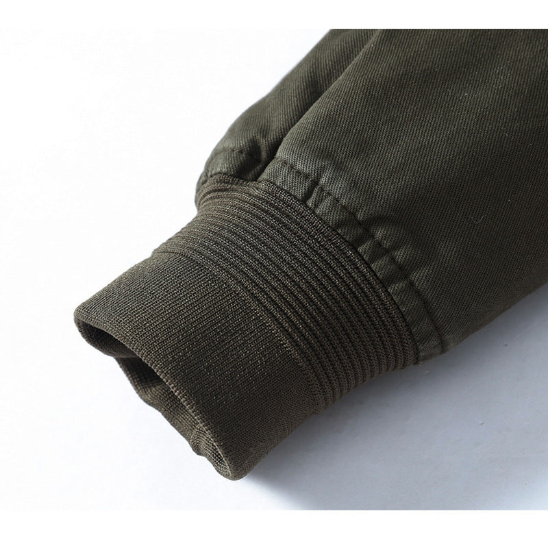 Herren leichter Canvas-Fieldbomber mit Stehkragen, verdecktem Reißverschluss und Pattentaschen Nord Taschen