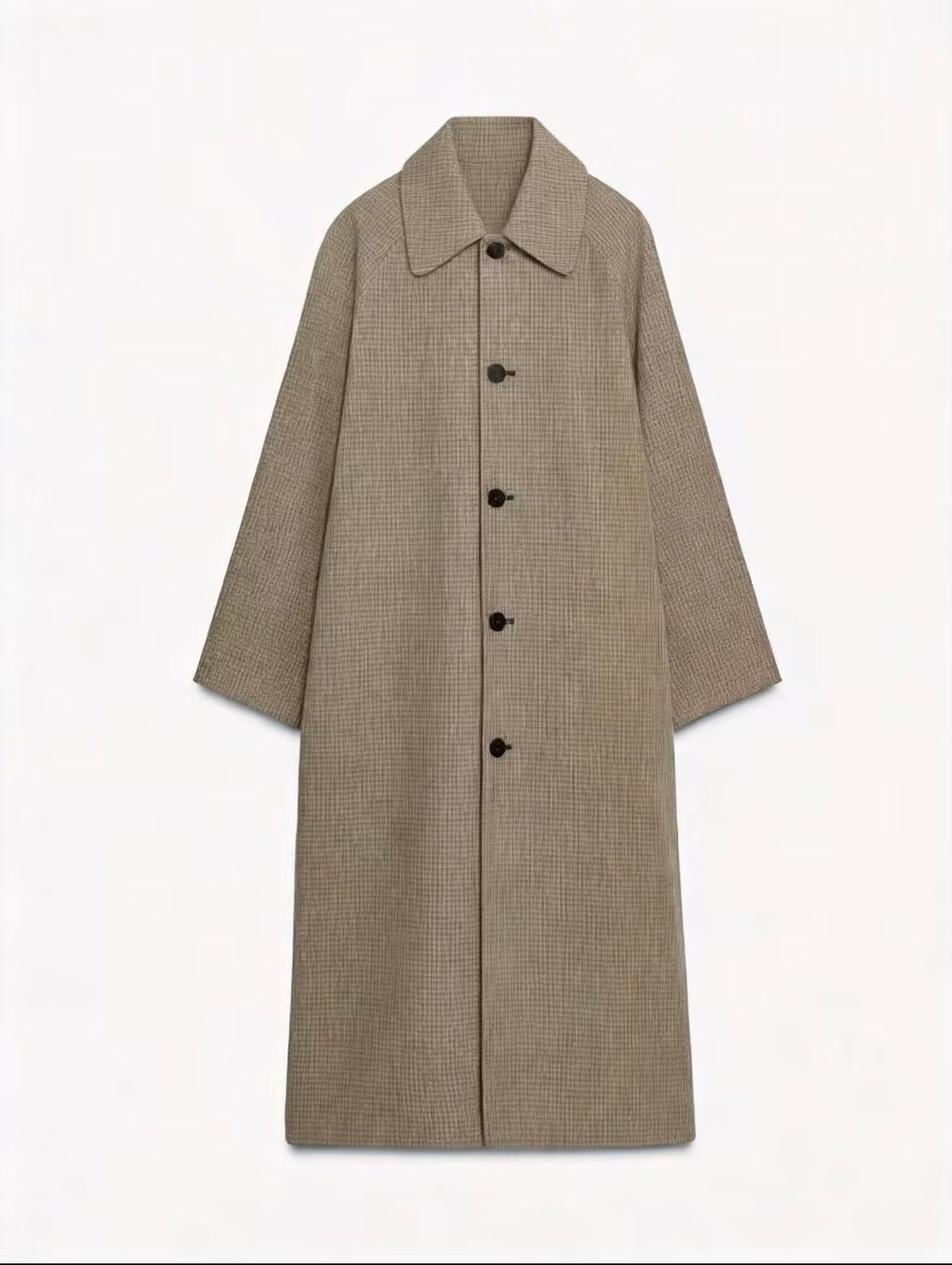 Damen langer minimalistischer Trenchcoat mit kariertem Innenfutter Nord Taschen