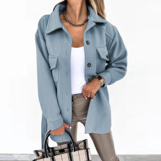 Damen Oversize-Hemdenjacke mit aufgesetzten Klappentaschen Nord Taschen