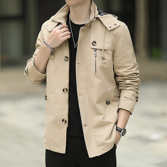 Herren leichter Canvas-Fieldparka mit Kapuze, Brustreißverschluss und verstellbaren Taillenlaschen Nord Taschen