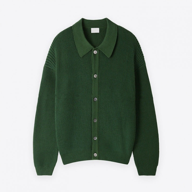 Unisex Grobgerippte Strickjacke mit Hemdkragen und durchgehender Knopfleiste Nord Taschen