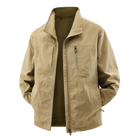 Herren Leichte Field-Utility-Jacke mit Mesh‑Futter, Stehkragen und Reißverschlusstaschen Nord Taschen