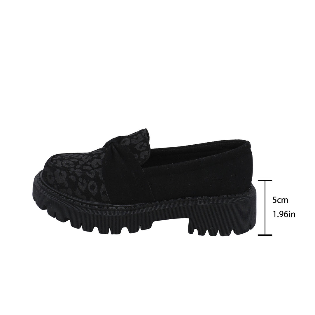 Damen Klobiger Loafer mit dekorativer Knotenschleife und Leoparden‑Spitze Nord Taschen