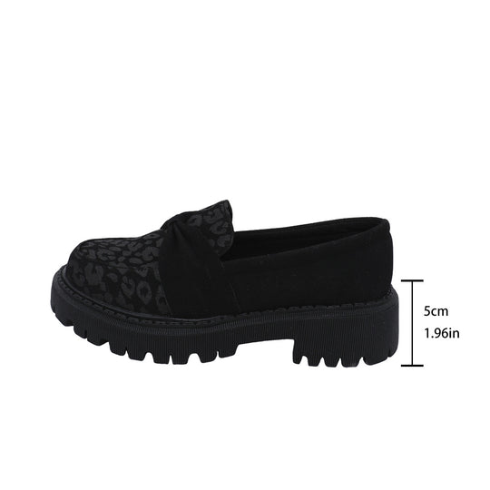 Damen Klobiger Loafer mit dekorativer Knotenschleife und Leoparden‑Spitze Nord Taschen