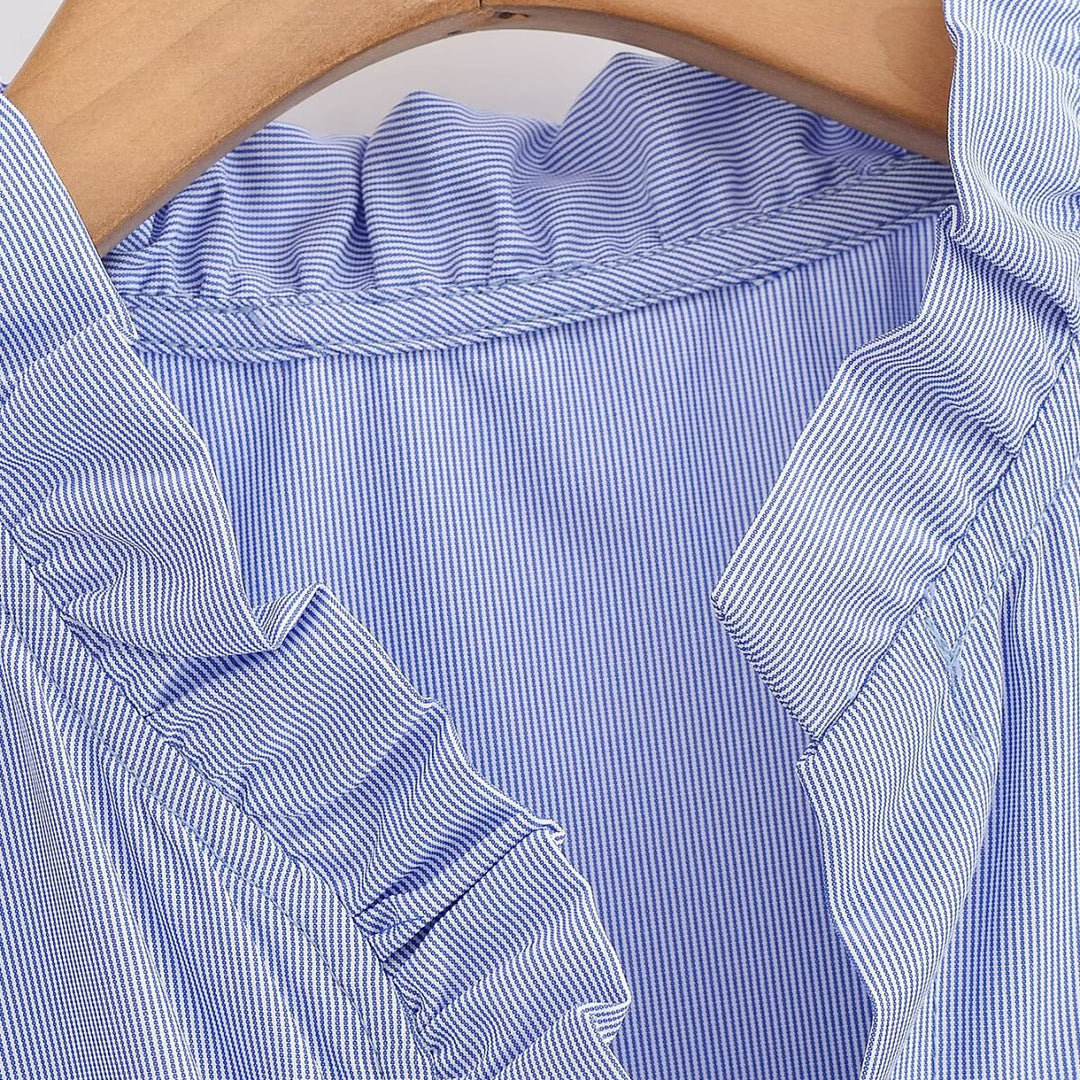 Damen Rüschenbluse mit V-Ausschnitt und Ballonärmeln Nord Taschen