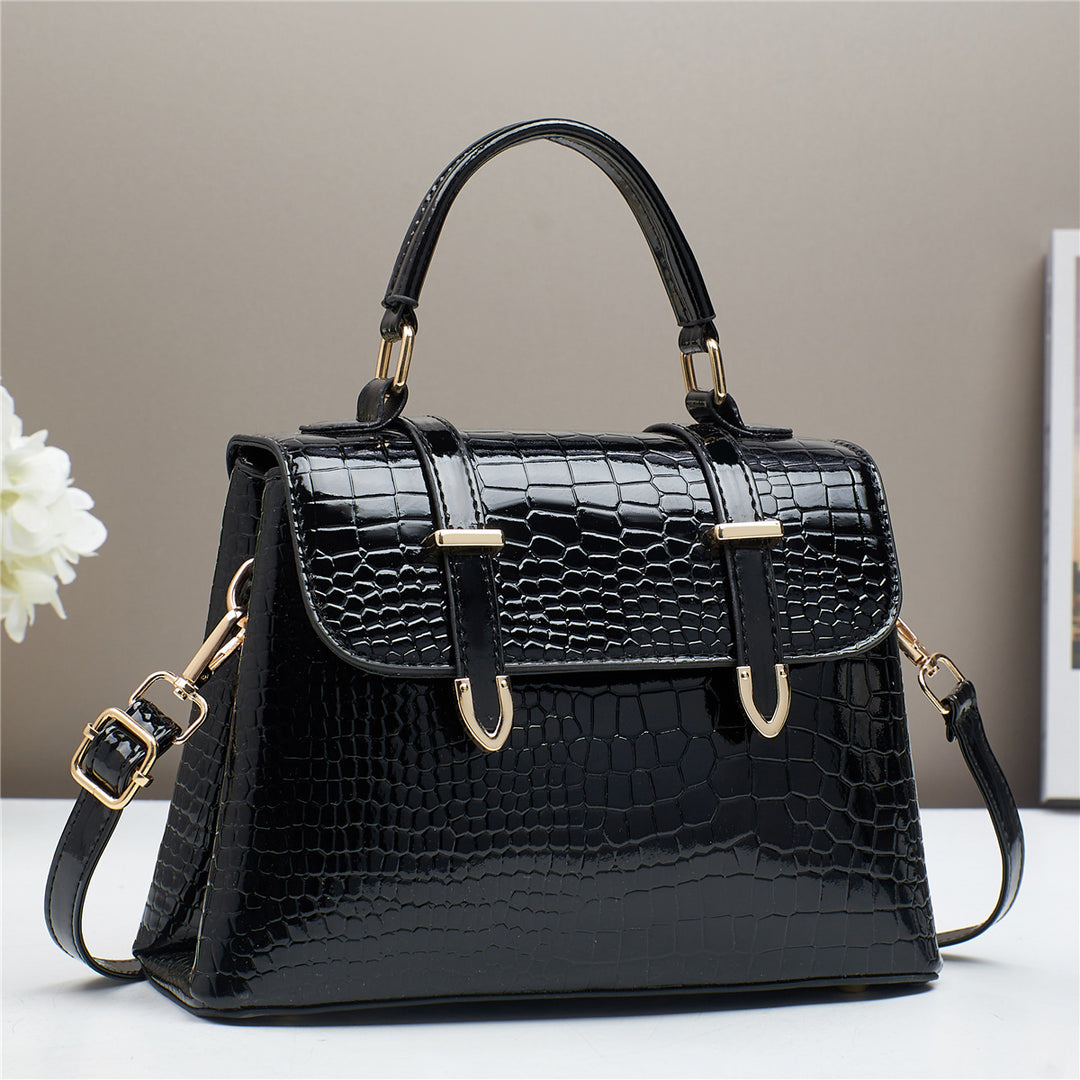 Damen Handtasche mit elegantem Krokodil-Leder-Muster und verstellbarem Schulterriemen Nord Taschen