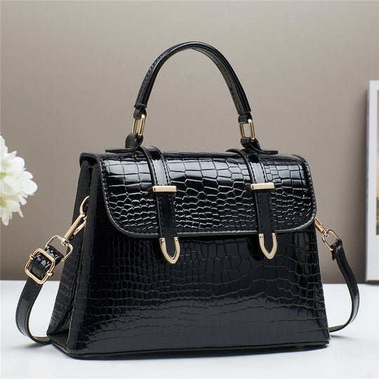 Damen Handtasche mit elegantem Krokodil-Leder-Muster und verstellbarem Schulterriemen Nord Taschen