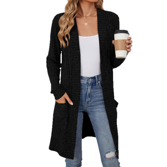 Damen Eleganter Strickcardigan mit offenen Front Nord Taschen